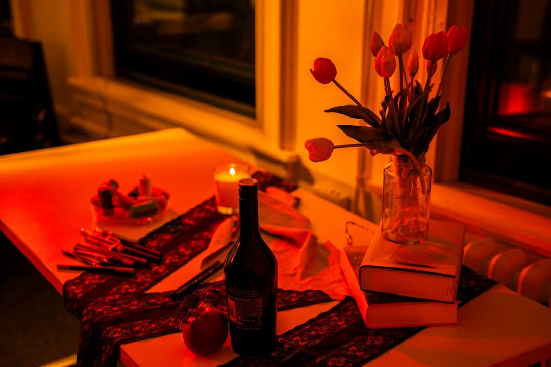 Wine and steak at a fine dining table